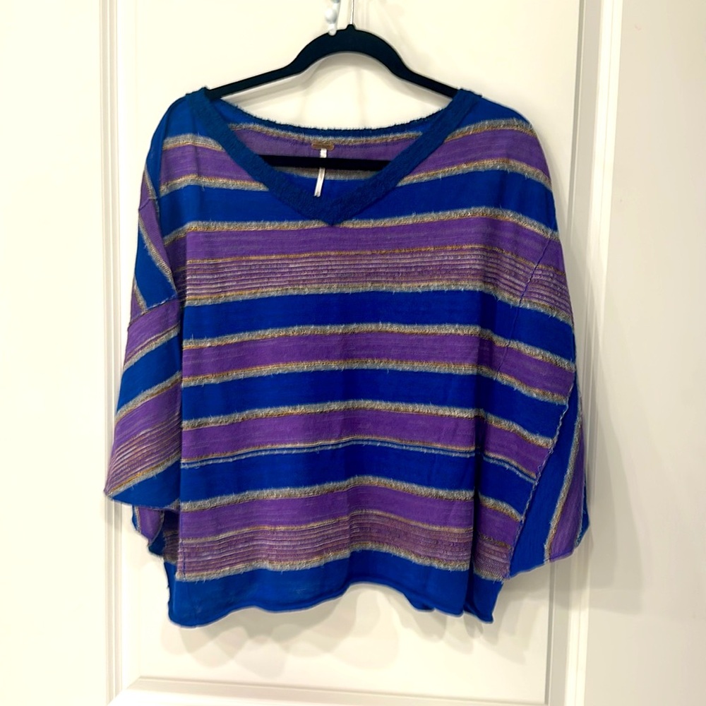 Free People blue/purple 3/4 sleeve shirt